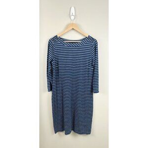 Talbots NWT Knit Dress‎ Size Medium Blue White Stripe 3/4 Sleeve 100% Cotton